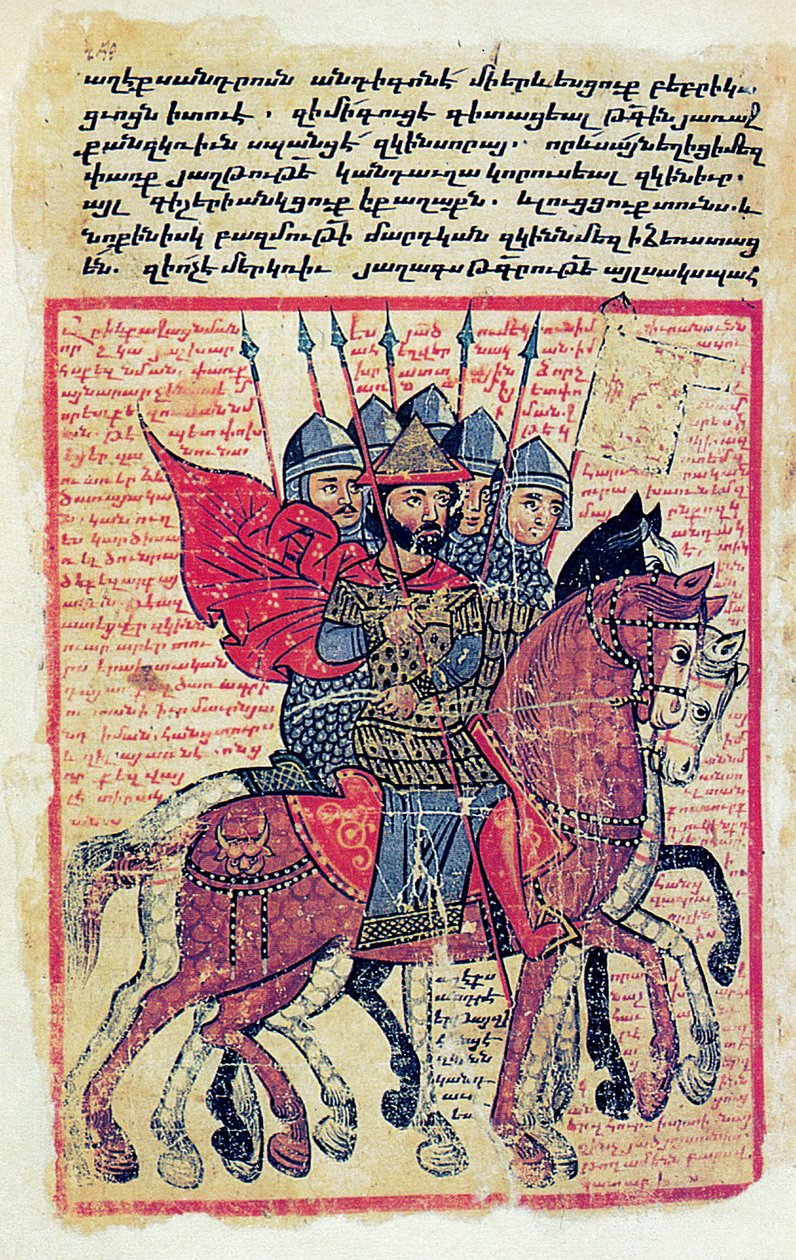 Militär scen från ett armeniskt manuskript från 1300-talet av Greek School