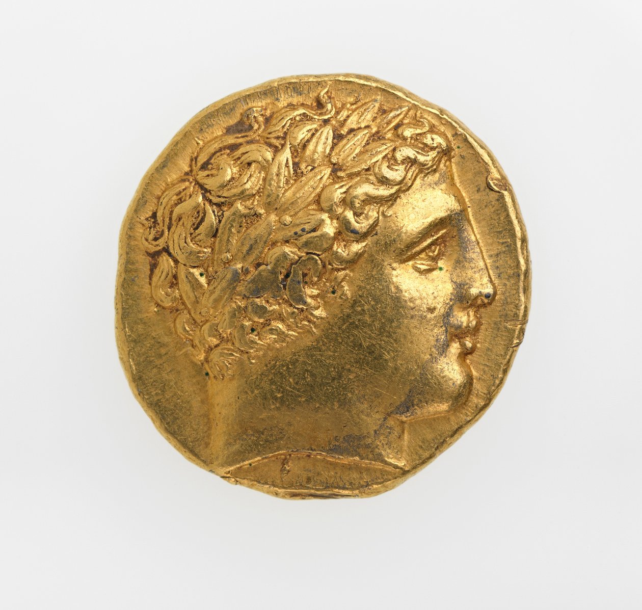 Framsidan av en stater av Filip II av Makedonien, 359-336 f.Kr. (guld) av Greek School