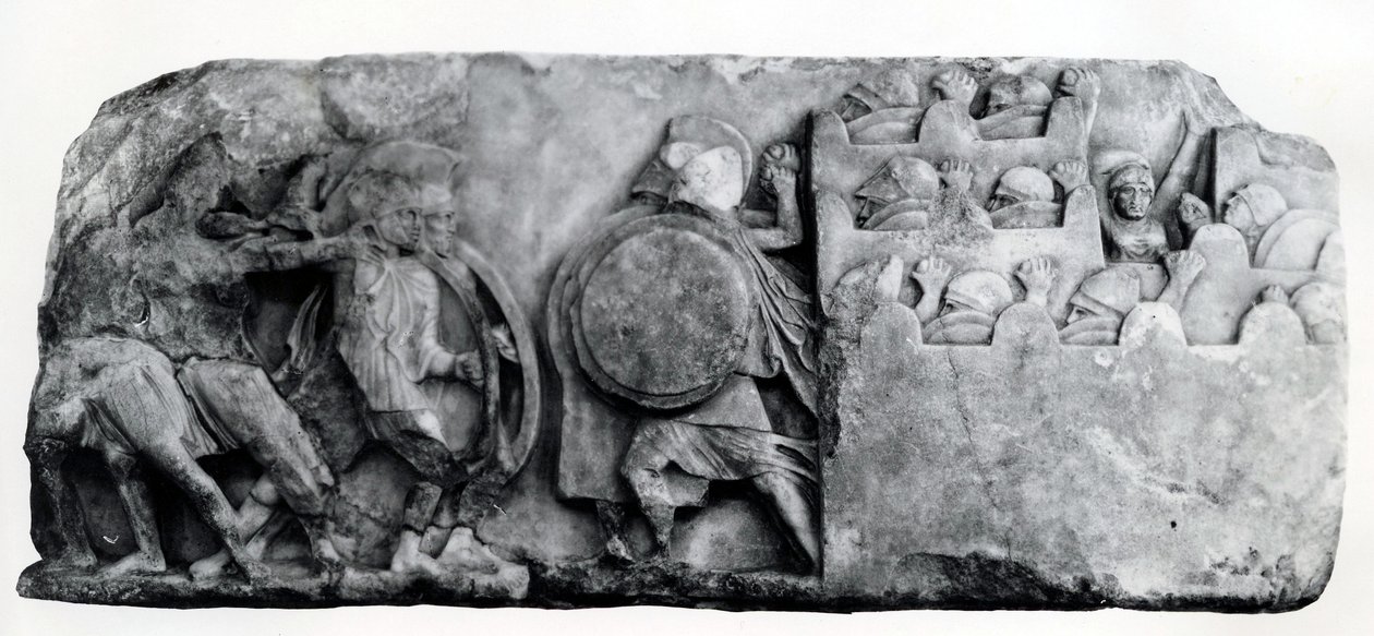 Sektion av frisen av Nereid-monumentet vid Xanthus, cirka 400-talet f.Kr. (relief) av Greek School