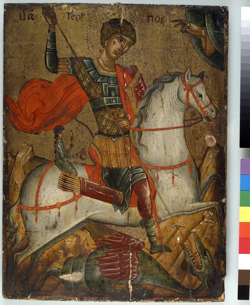 St. George dräper draken, ikon, Kreto-venetianska skolan, av Greek School