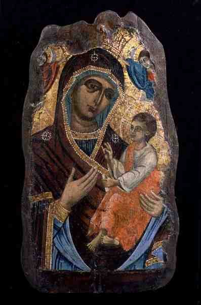 The Mother of God Hodegetria, fragment (tempera på panel) av Greek School