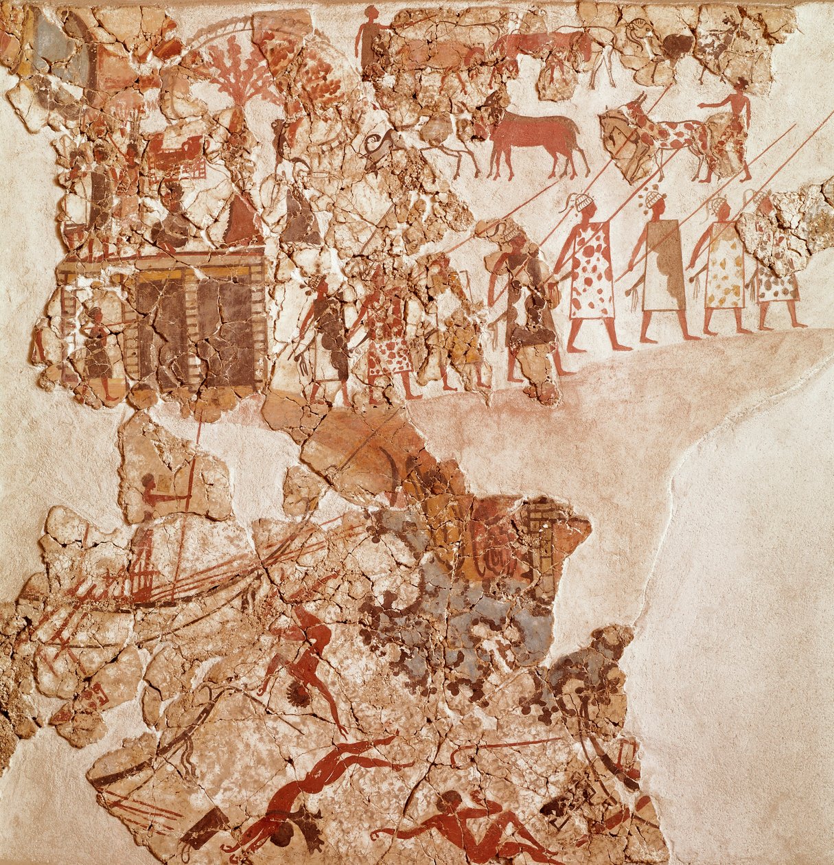 Libyers död, Akrotiri fresk, Thera (idag Santorini) (Grekland), minoiska civilisationen av Greek School