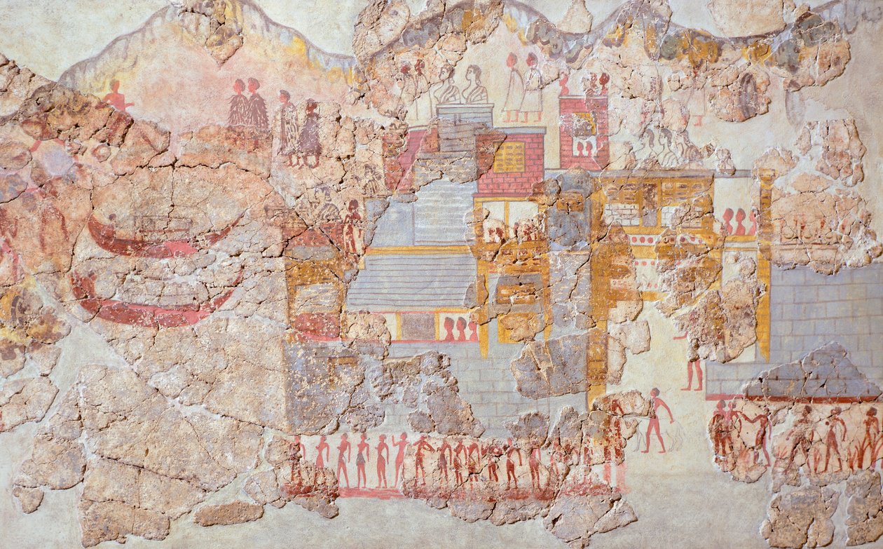 艦隊、アクロティリのフレスコ画、テーラ (現在のサントリーニ島)、ミノア文明 スウェーデン語 av Greek School