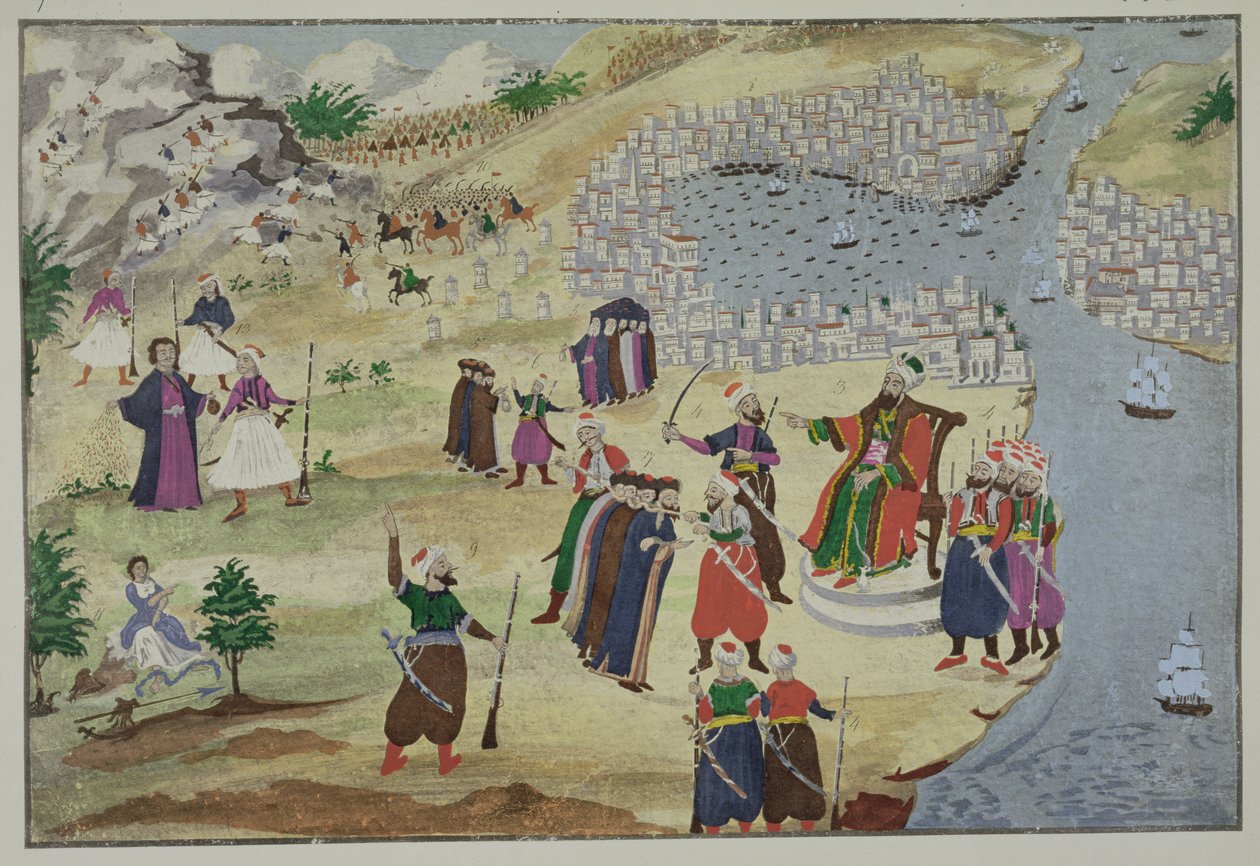 Konstantinopels förutsagda fall, från det grekiska frihetskrigets bildhistoria av Greek School
