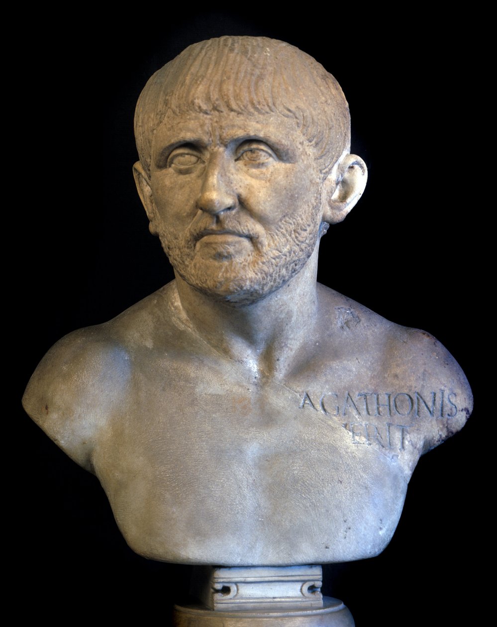Byst av Agathon av Aten (448-400 f.Kr.), dramatiker. av Greek or Roman