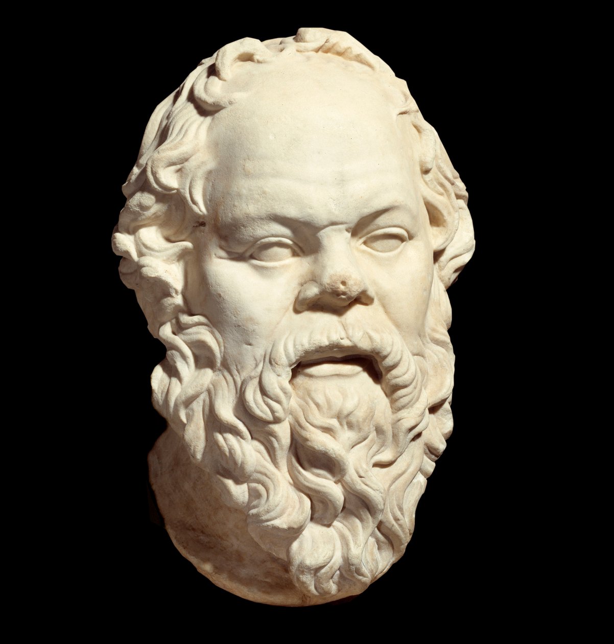 Marmorbyst av den grekiske filosofen Sokrates (470-399 f.Kr.) efter originalet av Lysippe (cirka 330 f.Kr.) som dekorerade Pompeion i Aten. Sön 0,33 m. Paris, Louvren av Greek or Roman