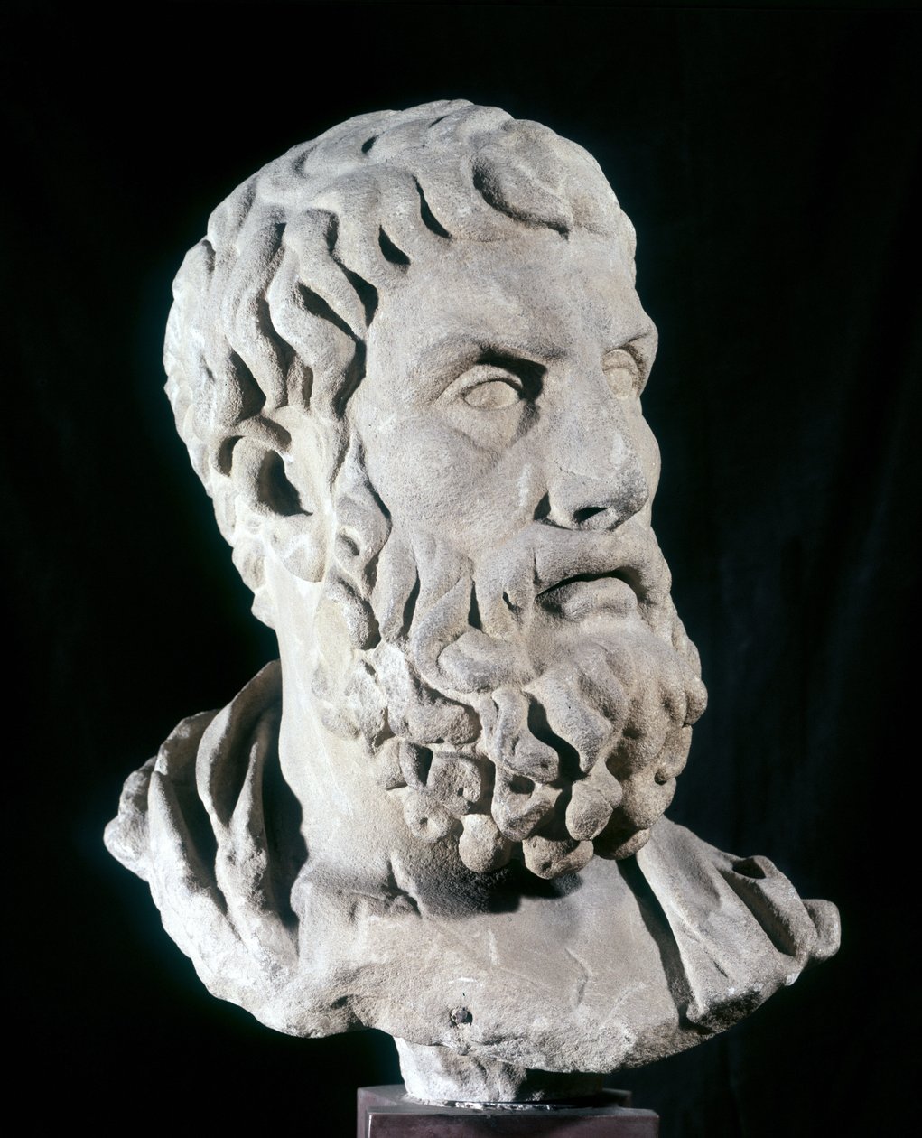 Porträtt av Epicure (341 f.Kr. - 270 f.Kr.), grekisk filosof, grundare av epikurismen. Baracco-museet, Rom. av Greek or Roman