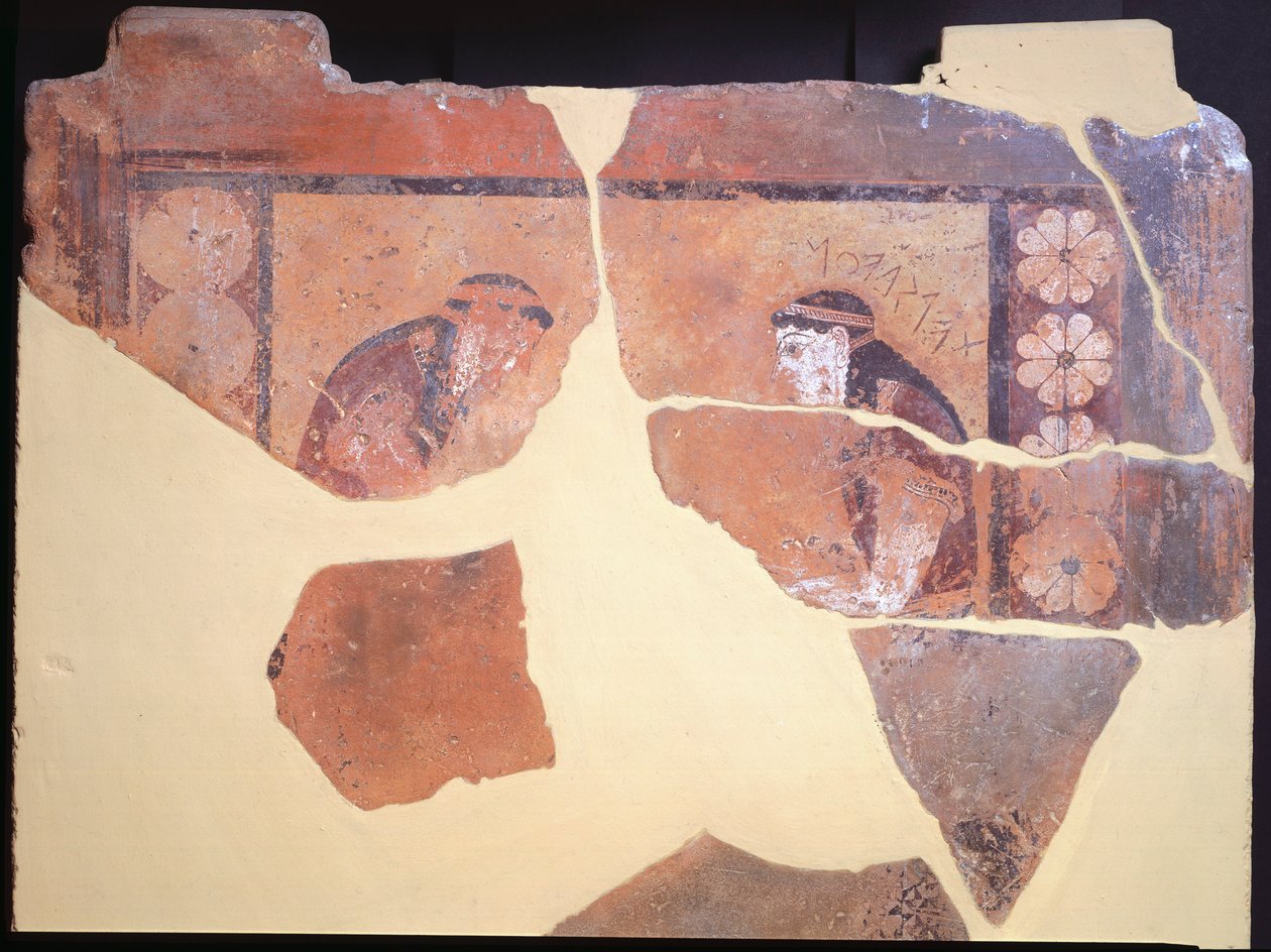 Dotter till Pandion, kung av Aten, ca 630 f.Kr. målad terrakottametop från Apollontemplet i Thermos, Grekland, grekisk civilisation, 700-talet f.Kr. av Greek School
