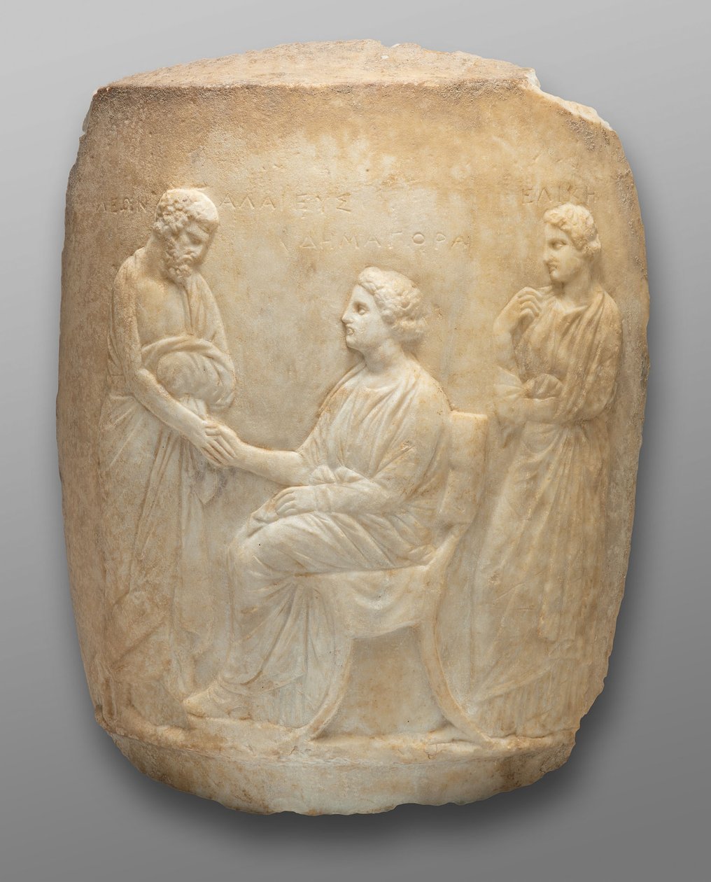 Fragment av en Lekythos (monument i form av en oljekanna), 400-301 f.Kr (marmor) av Greek School