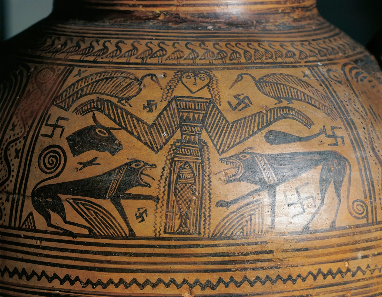 Grekisk civilisation, boeotisk amfora, från Thebe, detalj av Greek School