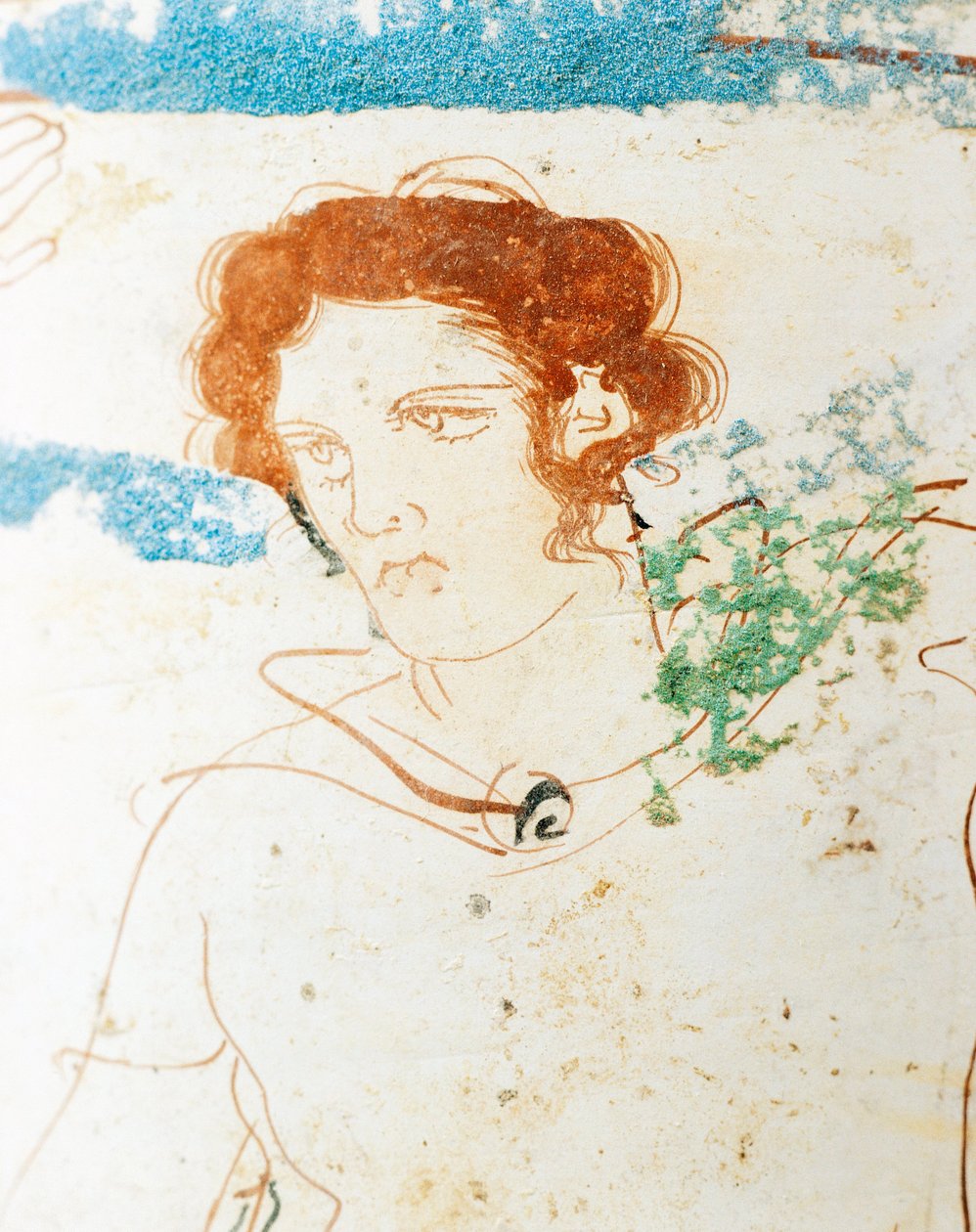 Vitmald keramik, Attic lekythos som skildrar begravningsscen med krigare före graven, detalj av Greek School