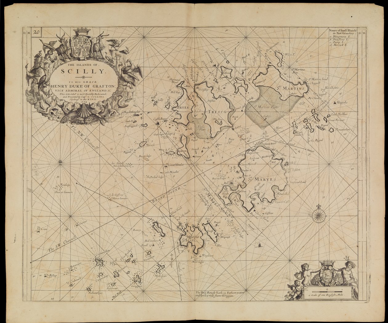 Karta över Scillyöarna, ca 1693 (tryck) av Greenvile Collins
