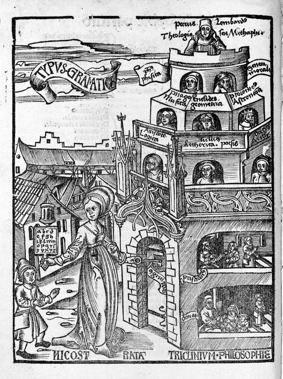 Liberal Arts: Grammar - i "" Philosophical Daisy"" av Gregor Reisch (1467-1525). Bal av Gregor Reisch