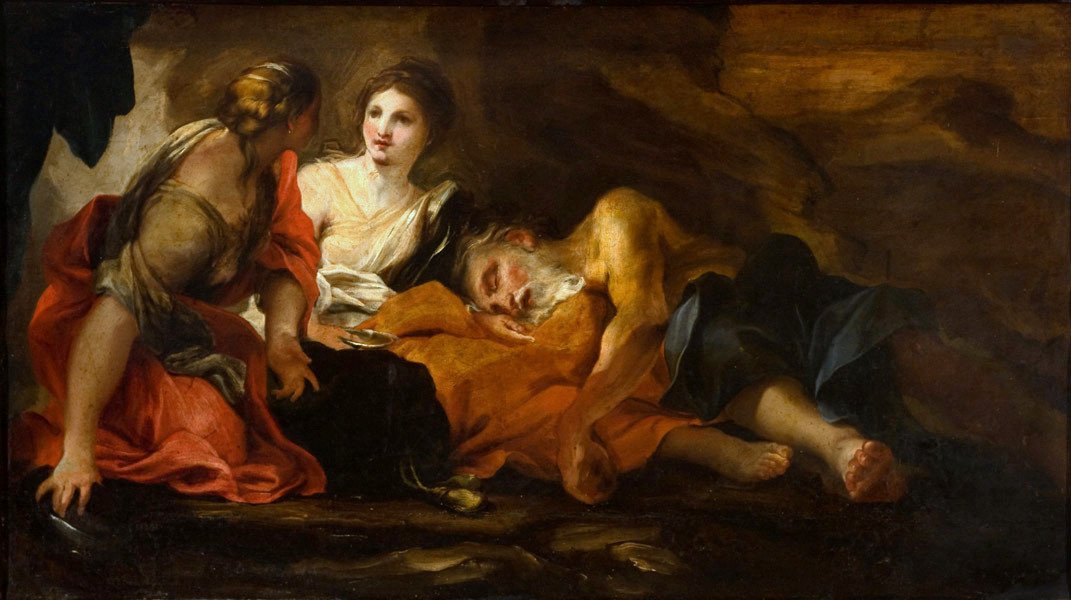  Lot and his daughtersnPortugues: Lo e as filhasn av Gregorio De Ferrari