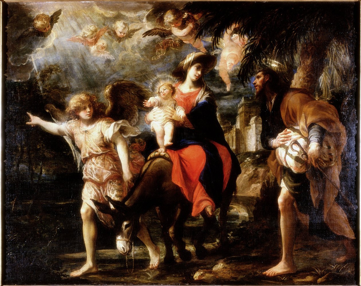 Flygningen till Egypten, ca 1680-1700 av Gregorio De Ferrari