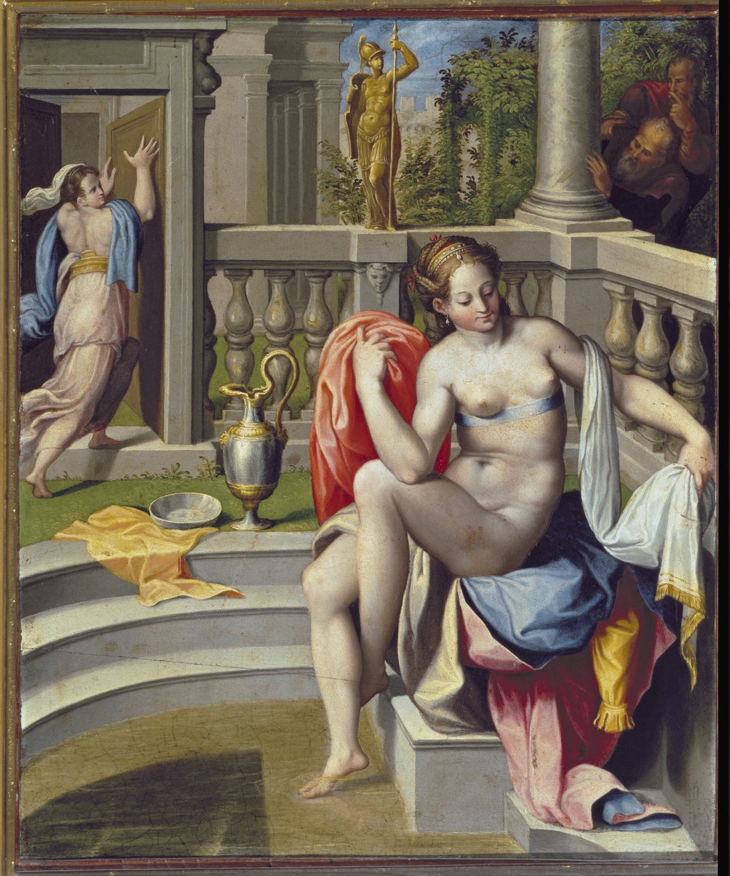 Suzanne i badet - Olja på trä av Gregorio Pagani