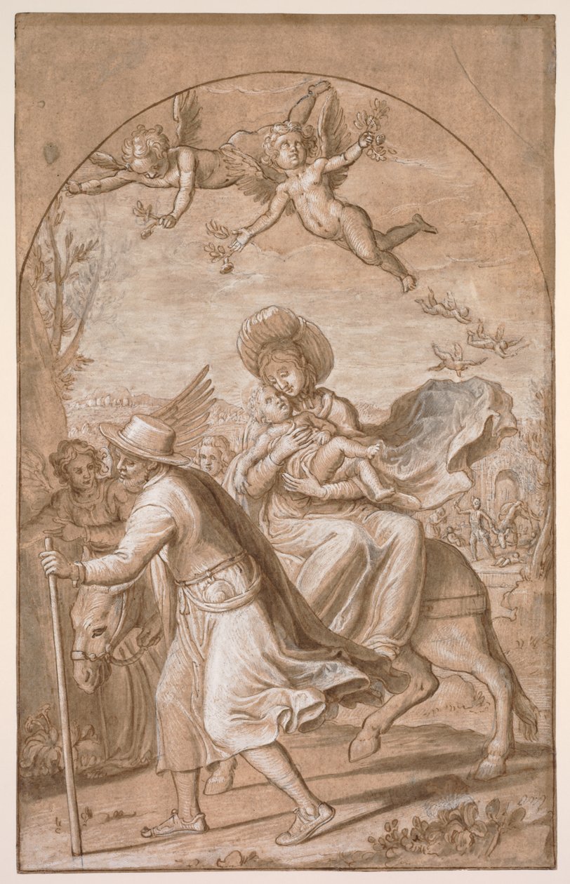Flygningen till Egypten, ca. 1590. av Gregorio Pagani
