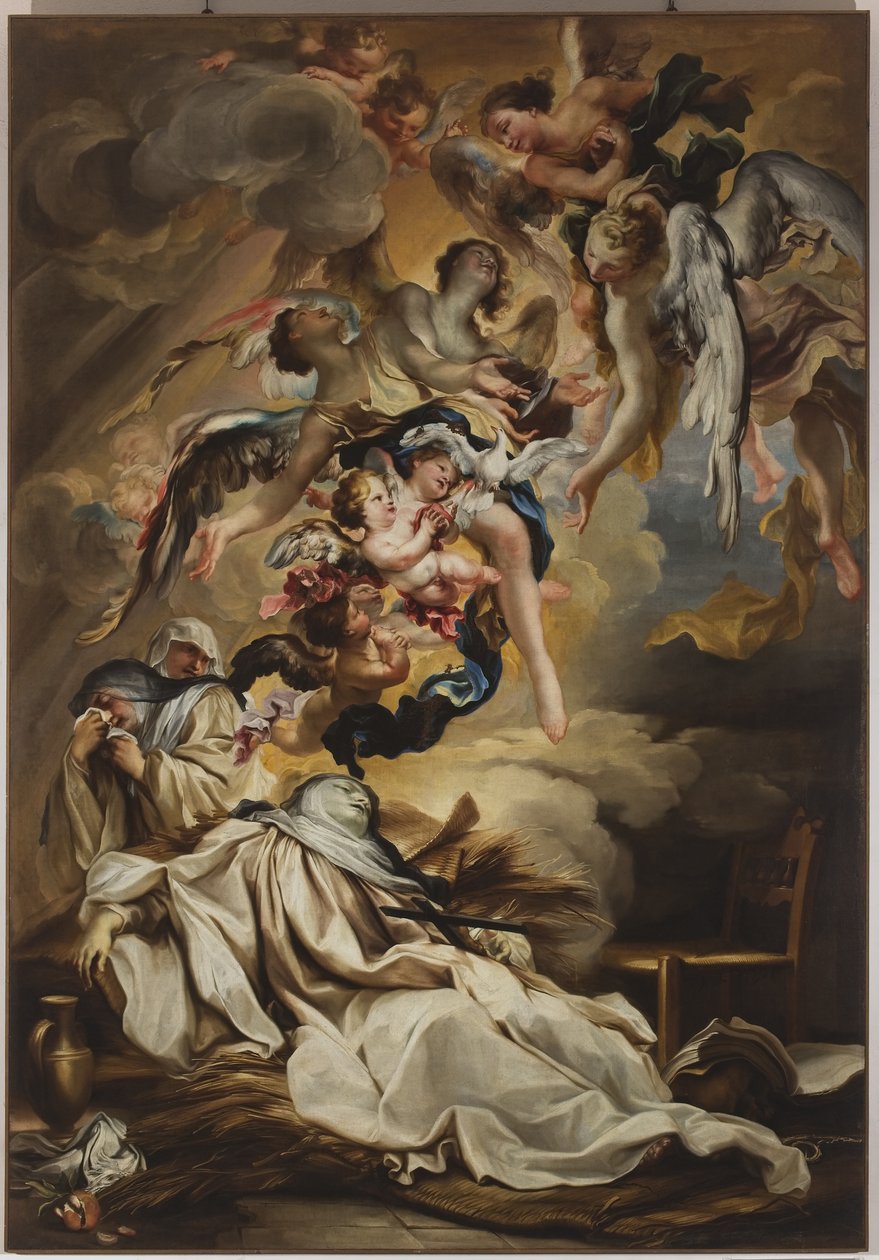 Saint Scholasticas död, ca 1700 (olja på duk) av Gregorio De Ferrari