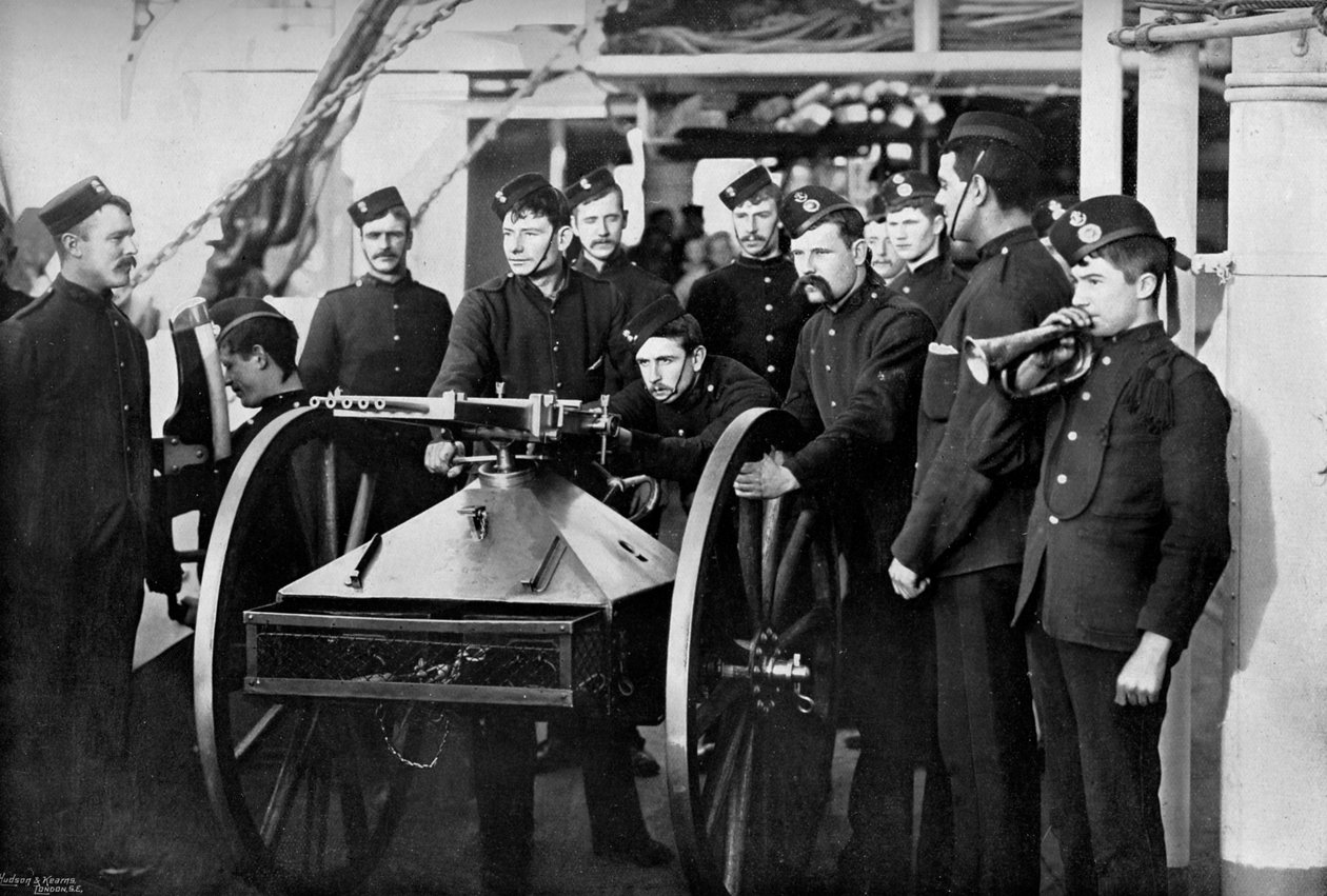 Repel boarders träning, Sheerness Gunnery School, Kent, 1896 av Gregory and Co