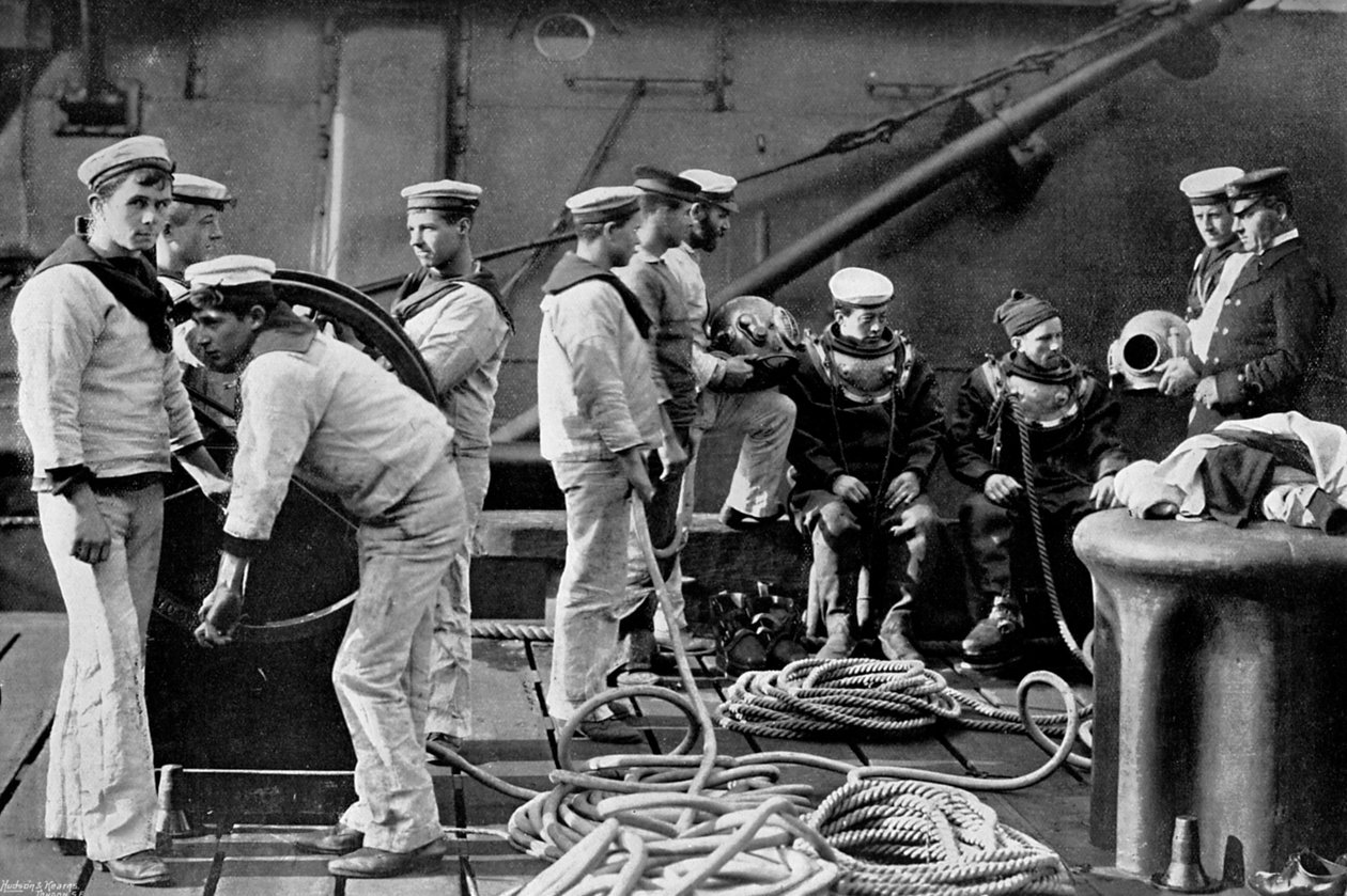 Dykaren ombord på fartyget, 1896 av Gregory and Co