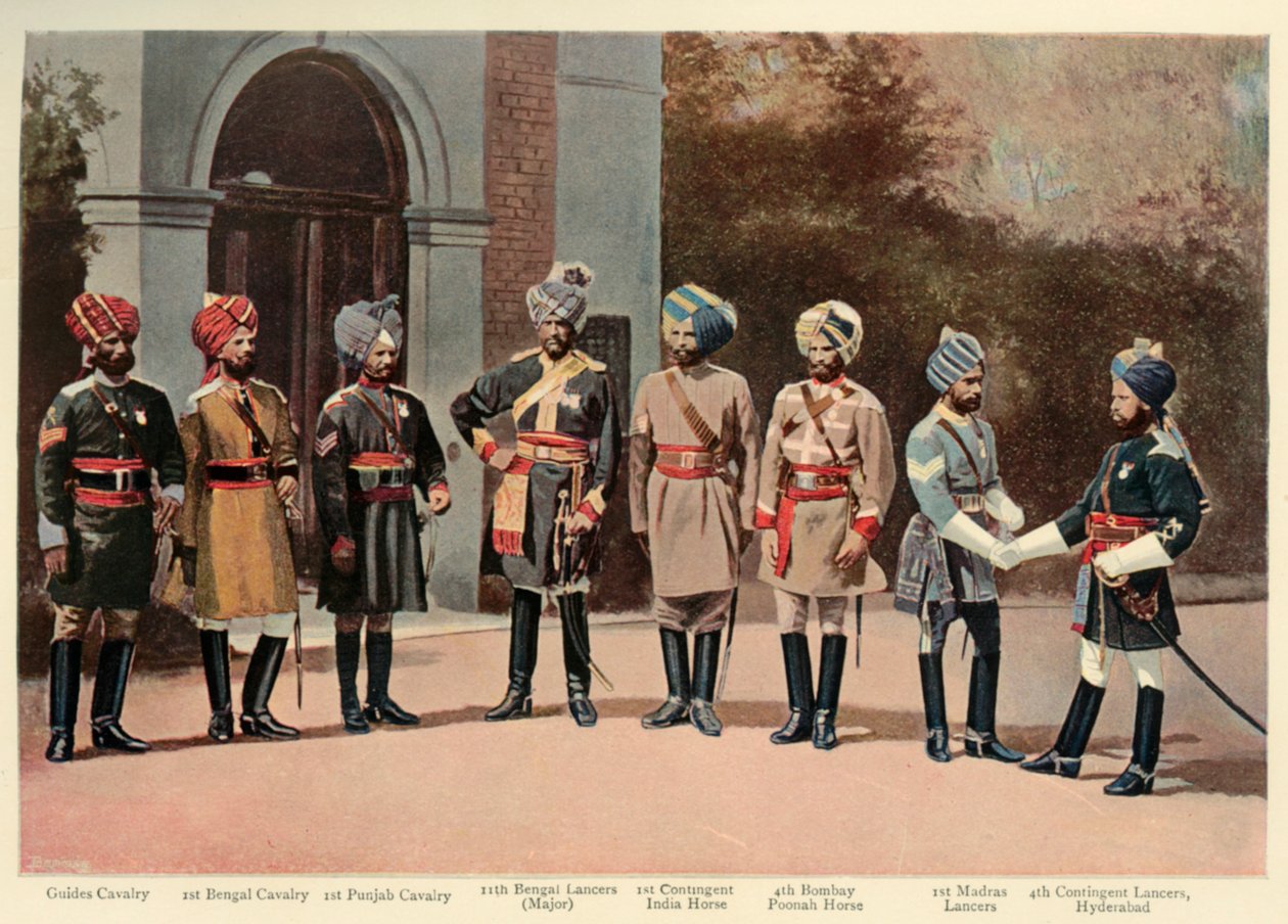 Typer av indiskt kavalleri, 1901. av Gregory and Co