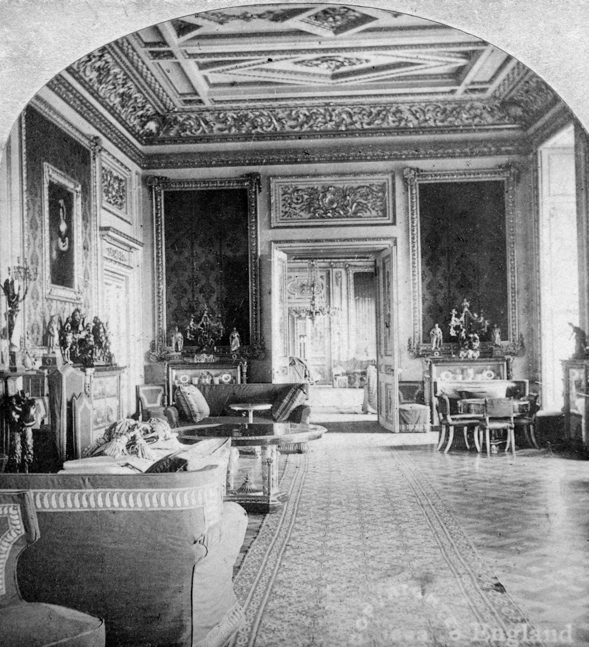 The Green Drawing Room, Windsor Castle, Windsor, Berkshire, sent 1800-tal. av Griffiths Brothers