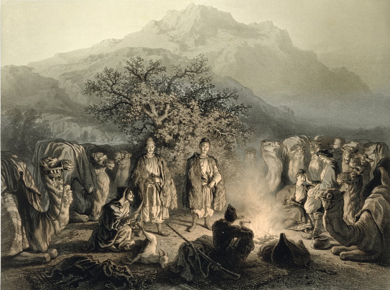 Armeniska handelsmännen i Transkaukasien, tavla 33 från en bok om Kaukasus, graverad av Fortune Ferogio (1805-88), utgiven av Alfred Leon Lemercier, Paris, 1847. av Grigori Grigorevich Gagarin