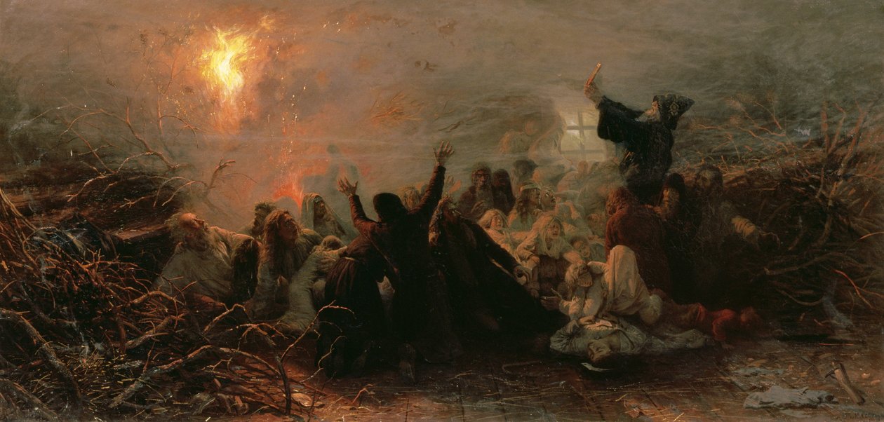 Självbränning, 1884 av Grigori Grigorievich Mjasoedov
