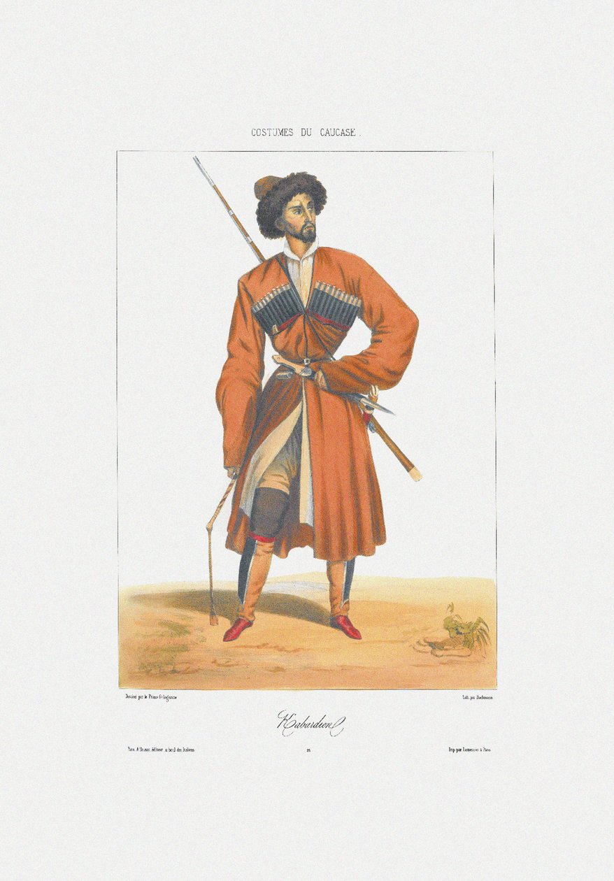A Kabardin man Från: Scener, landskap, seder och kostymer i Kaukasus, 1840 av Grigori Grigorevich Gagarin