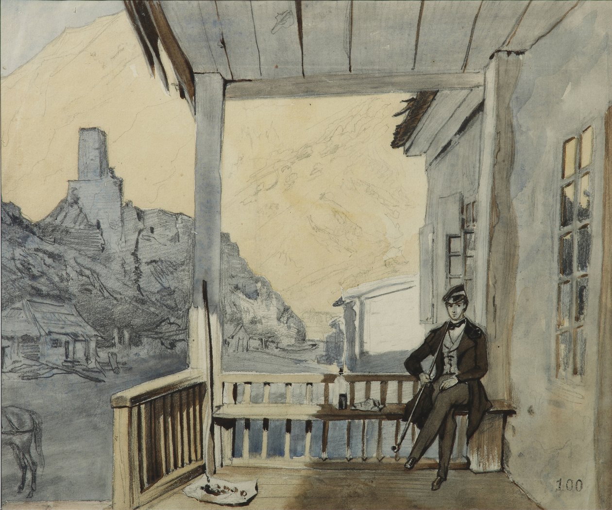 Greve Sergei Vasilyevich Dolgorukov 1820-1853 vid Lars Station, 1840 av Grigori Grigorevich Gagarin