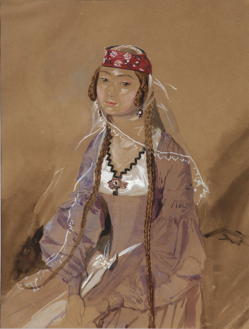 Porträtt av grevinnan Martha Sologashvili, prinsessan Eristavi, 10-9 av Grigori Grigorevich Gagarin