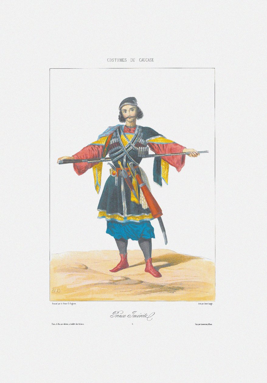 Prince of Imereti Från: Scener, landskap, seder och kostymer i Kaukasus, 1840 av Grigori Grigorevich Gagarin