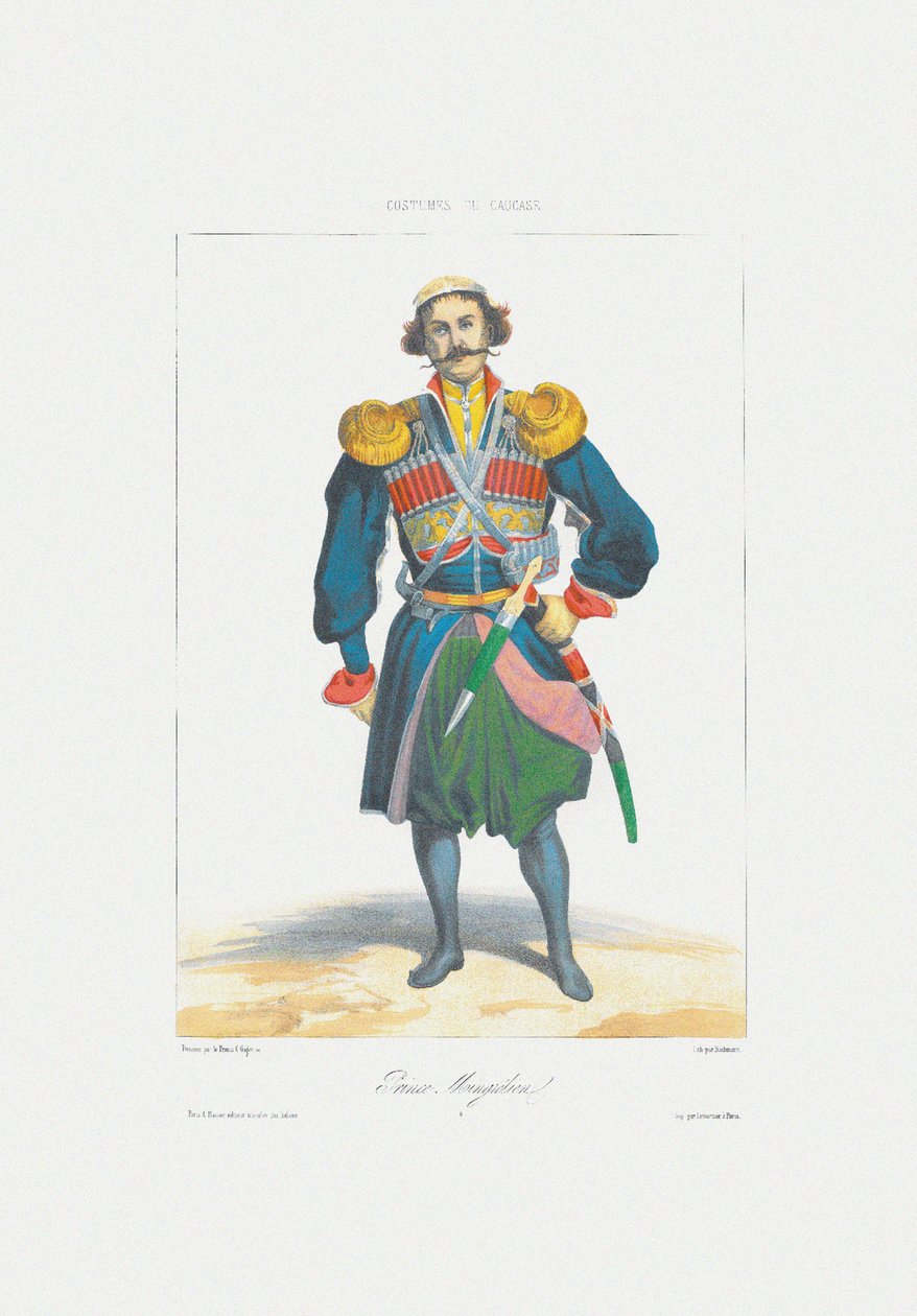 Prince of Megrelia Från: Scener, landskap, seder och dräkter i Kaukasus, 1840 av Grigori Grigorevich Gagarin