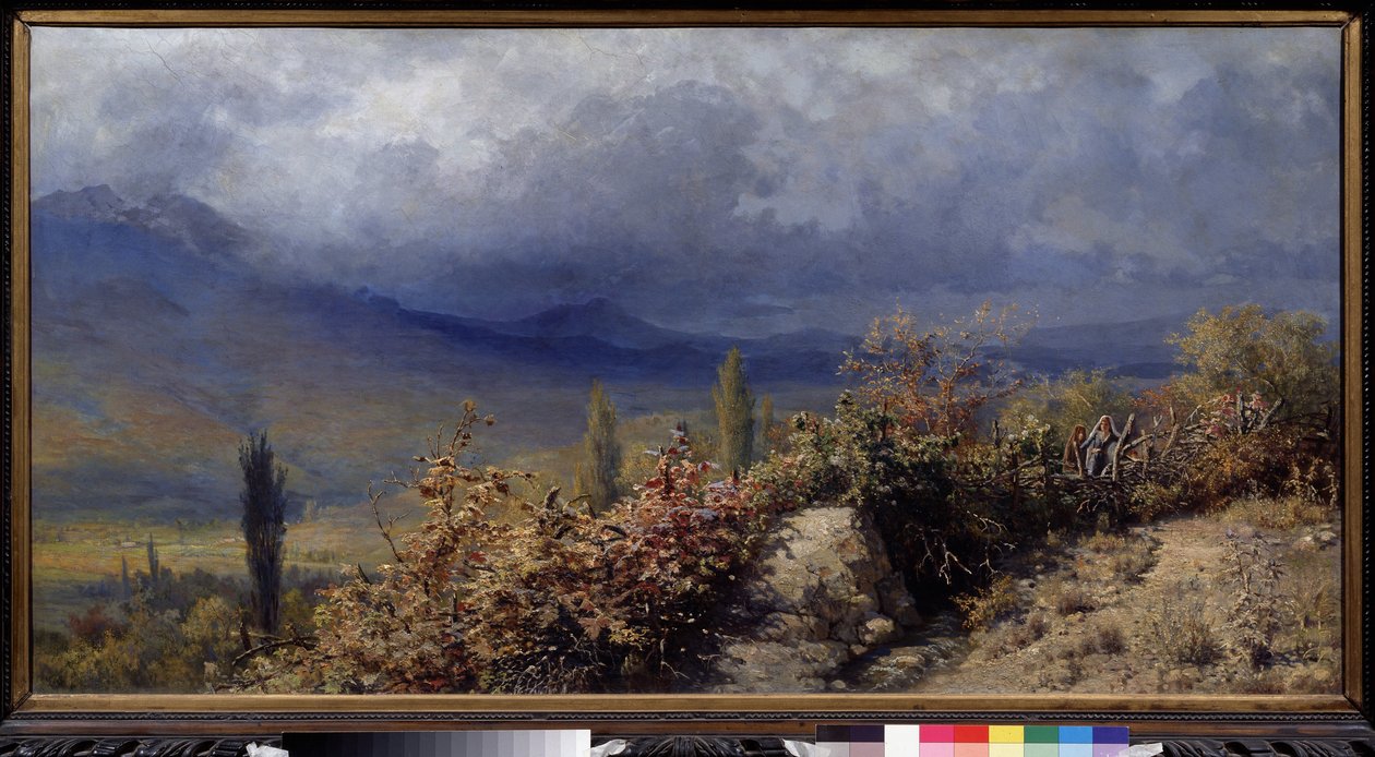 Utsikt över Krim på hösten (Höstvy över Krim). Målning av Grigori (Grigoriy, Grigory) Grigoryevich Myasoyedov (Myasoedov, Miasoedov) (1834-1911), olja på duk av Grigori Grigoryevich Myasoedov