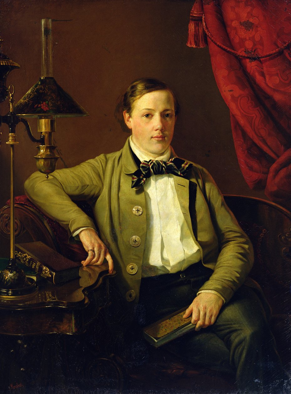 Porträtt av Apollon Maykov, 1840 av Grigory Mikhailov