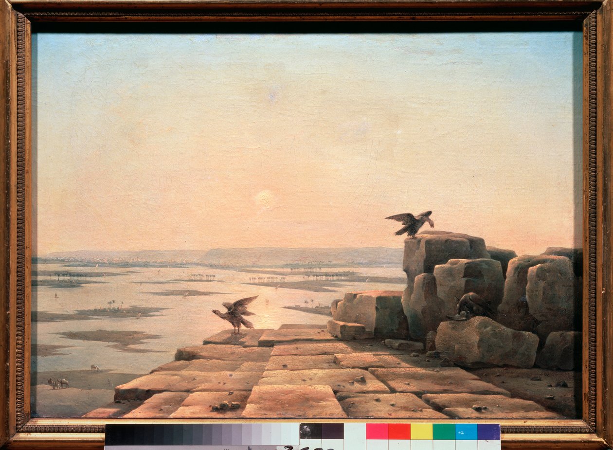 The Nile Floods (Egypten) - Overflow Of The Nile - Målning av Grigori Grigorievich Tchernetsov (Chernetsov) (1802-1865), olja på duk av Grigory Tchernezov
