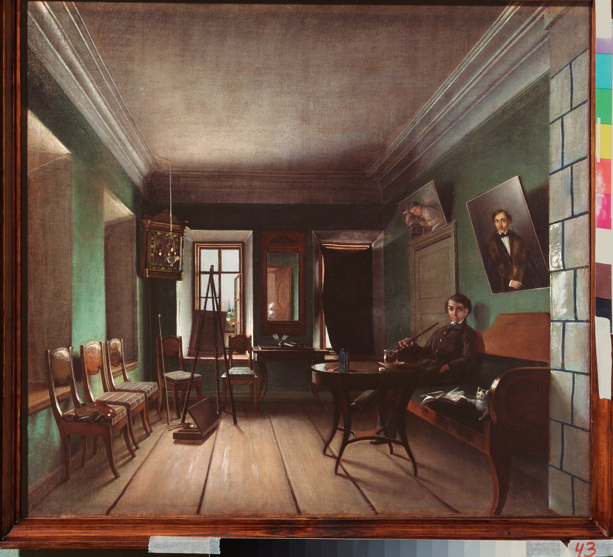 Interiör av Bykovs hus - Målning av Grigori Vasilyevich Yurov (?-efter 1896), olja på duk, cirka 1850, rysk konst av Grigory Vasilievich Yurov