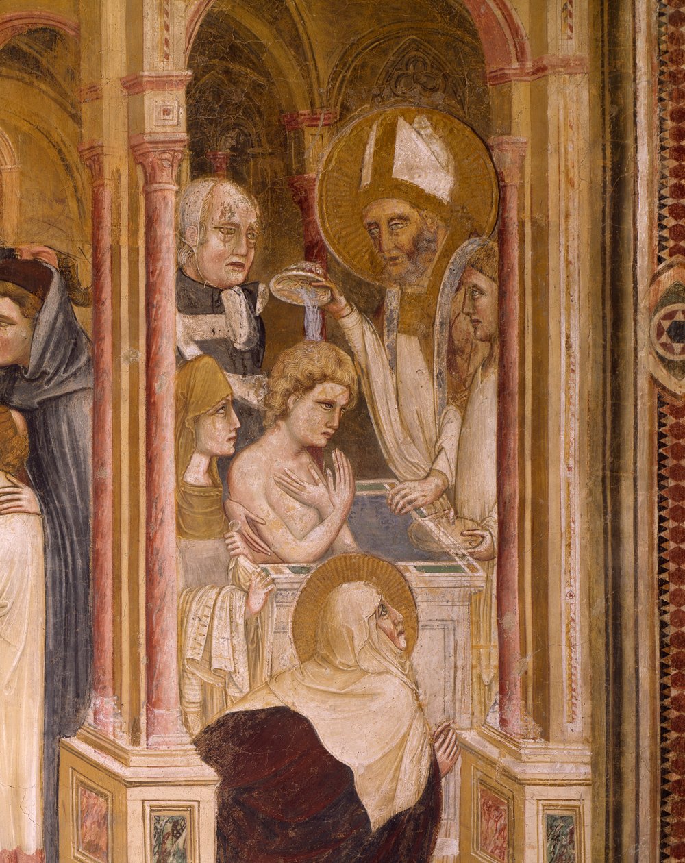Dop av St Augustine, av Guariento, fresk av Guariento di Arpo