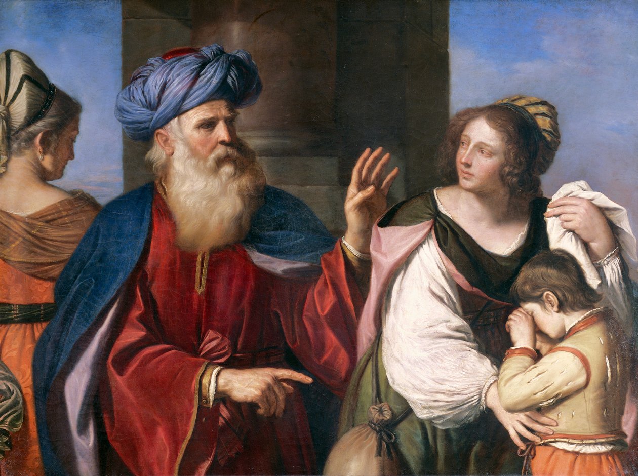 Abraham förvisar Hagar av Guercino (1591-1666), olja på duk av Guercino