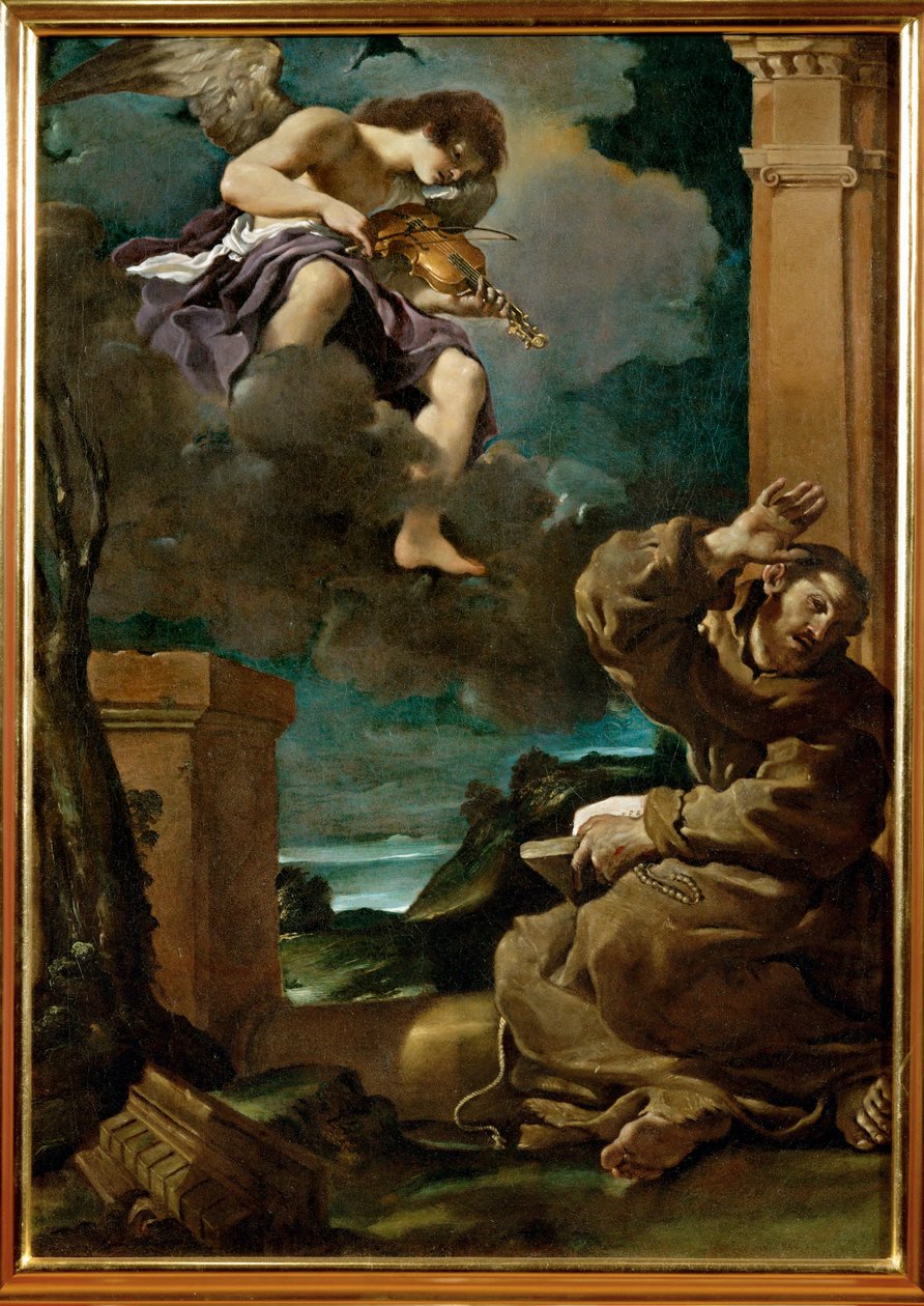 Extasen hos den helige Franciskus av Assissi ... (målning på duk) av Guercino (1591-1666)
