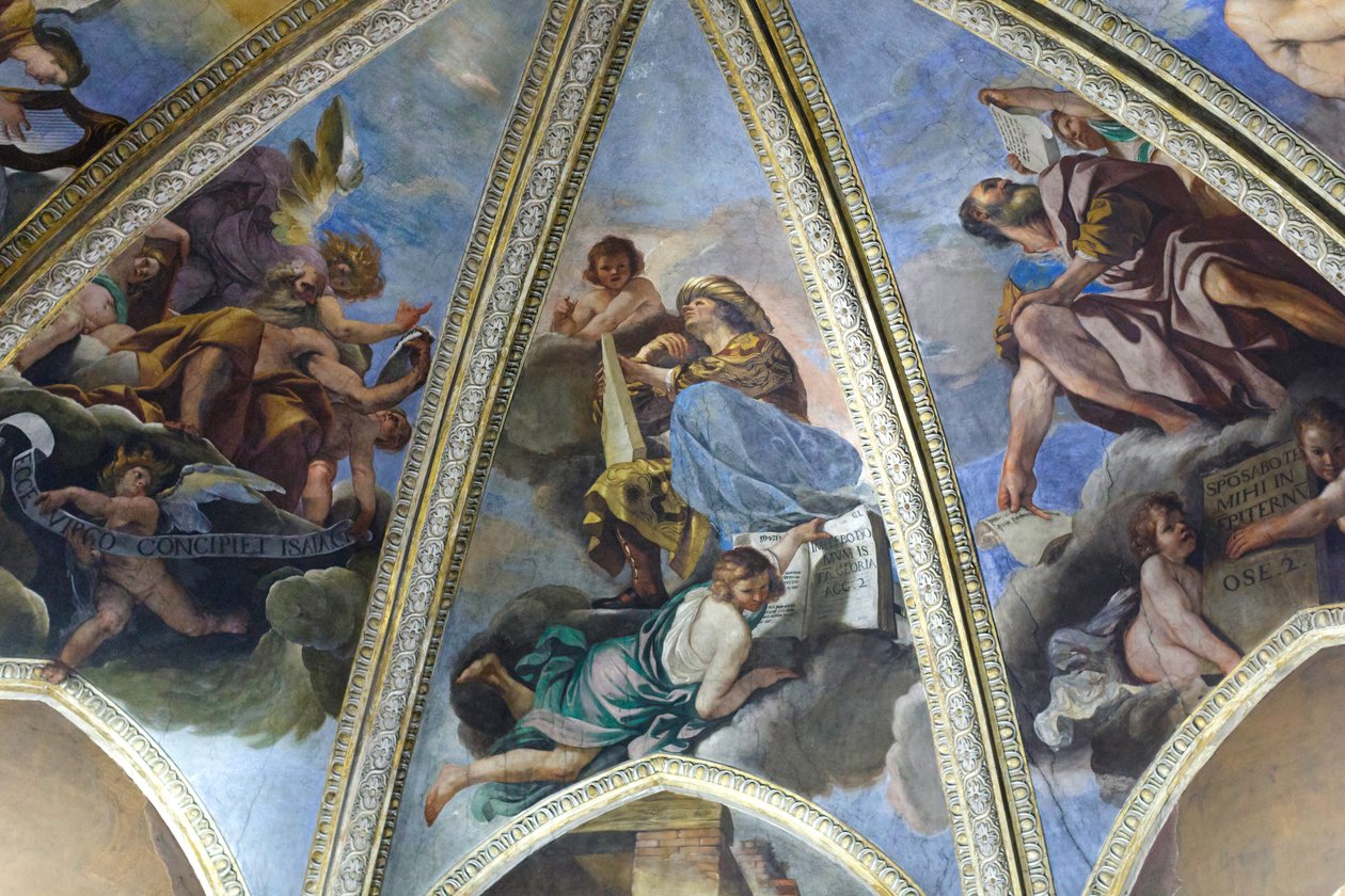 Freskomålning föreställande profeten Haggai eller Aggeus av Guercino (1591-1666)