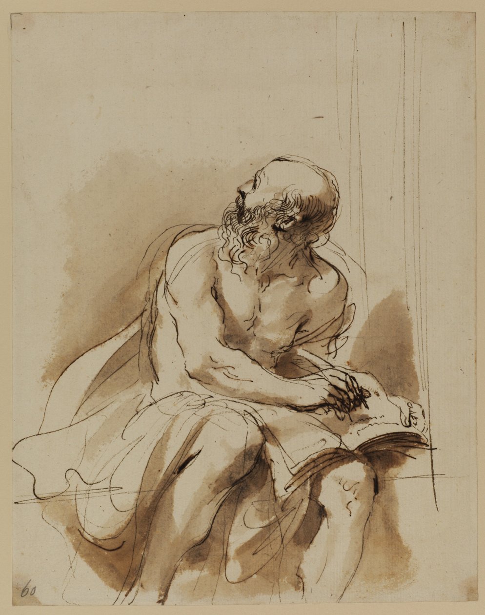 Sittande figur av Saint Hieronymus av Guercino (1591 1666)