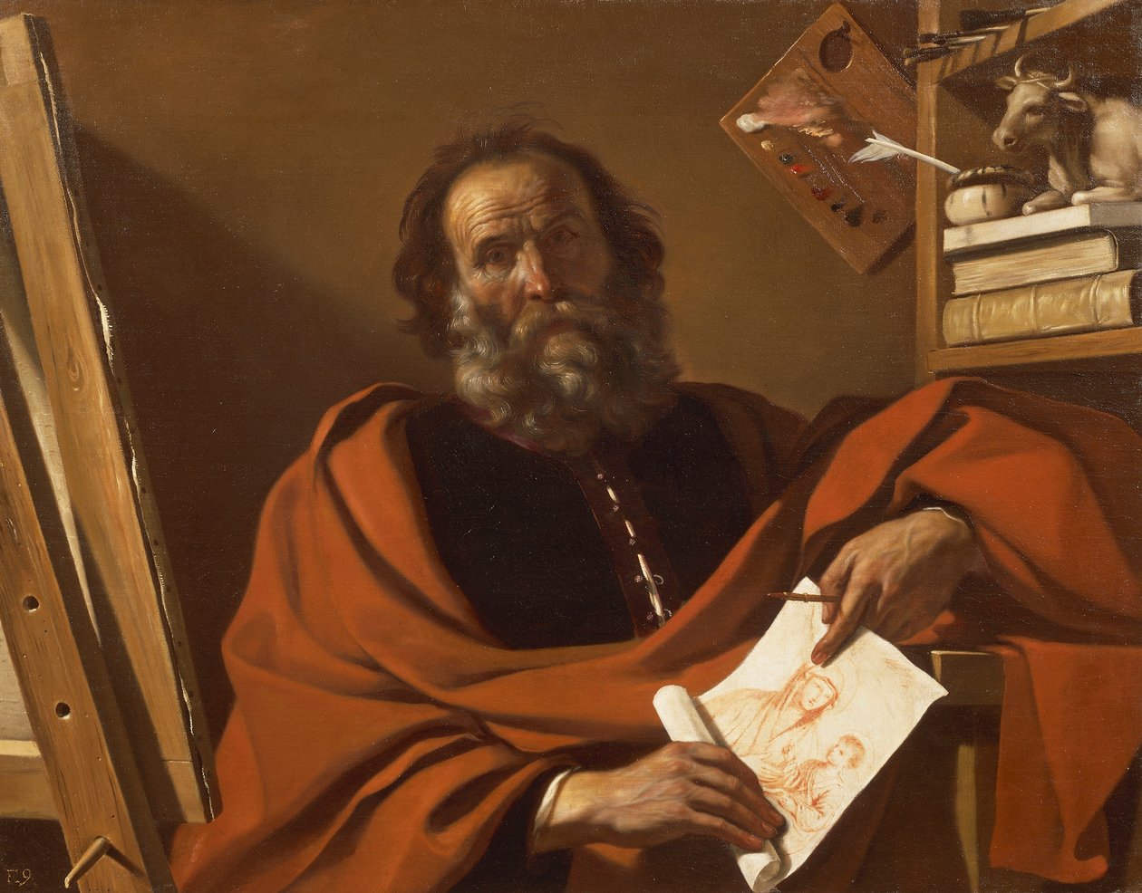 St Luke, av Giovanni Francesco Barbieri, känd som Guercino, olja på duk av Guercino