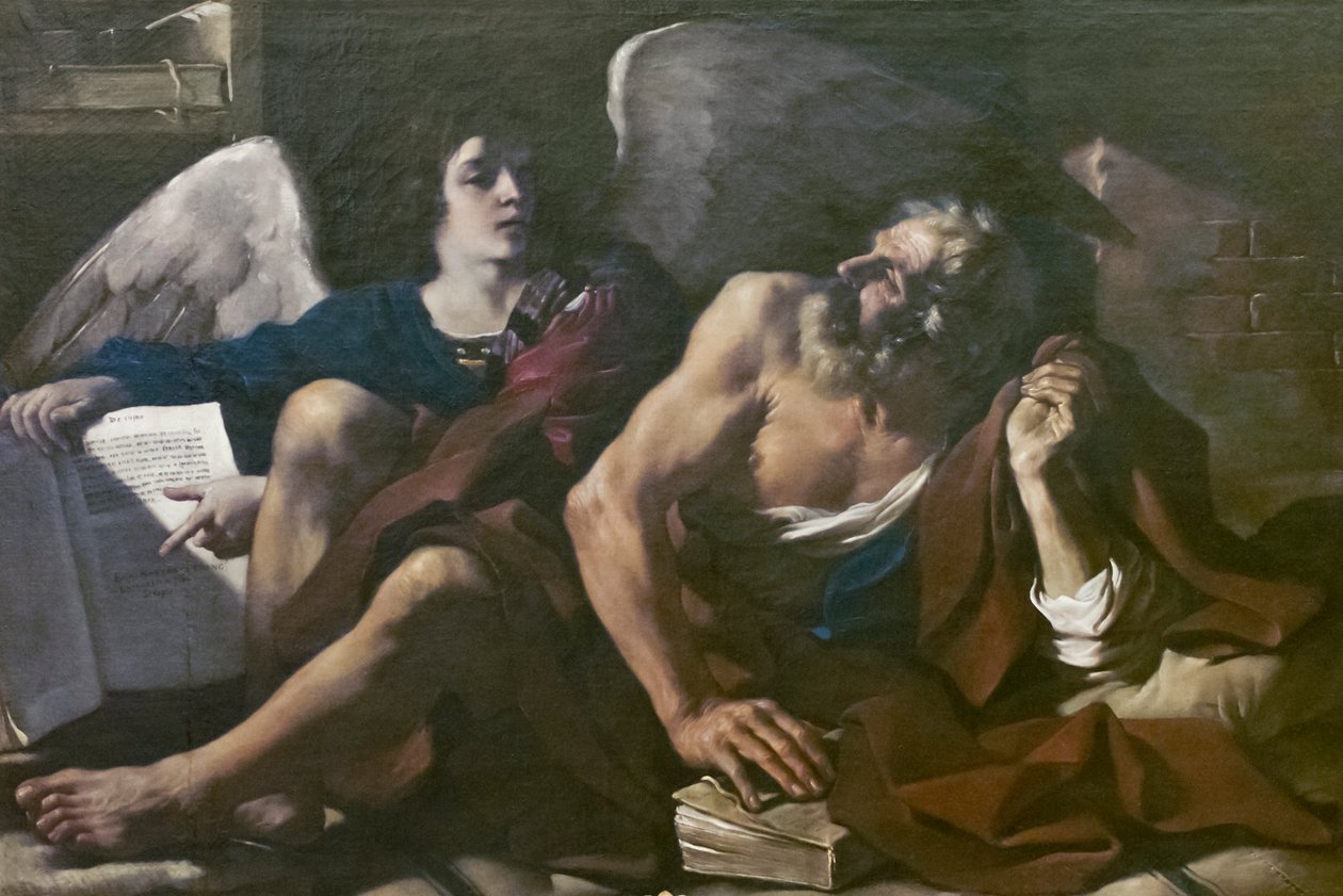 St Matteus och ängeln av Guercino (1591 1666)