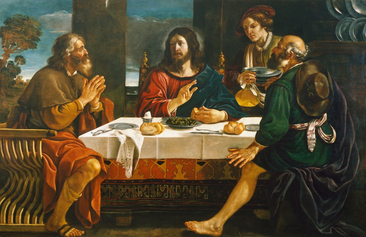 Nattvarden i Emmaus, av Giovanni Francesco Barbieri, känd som Guercino (1591-1666), olja på duk av Guercino