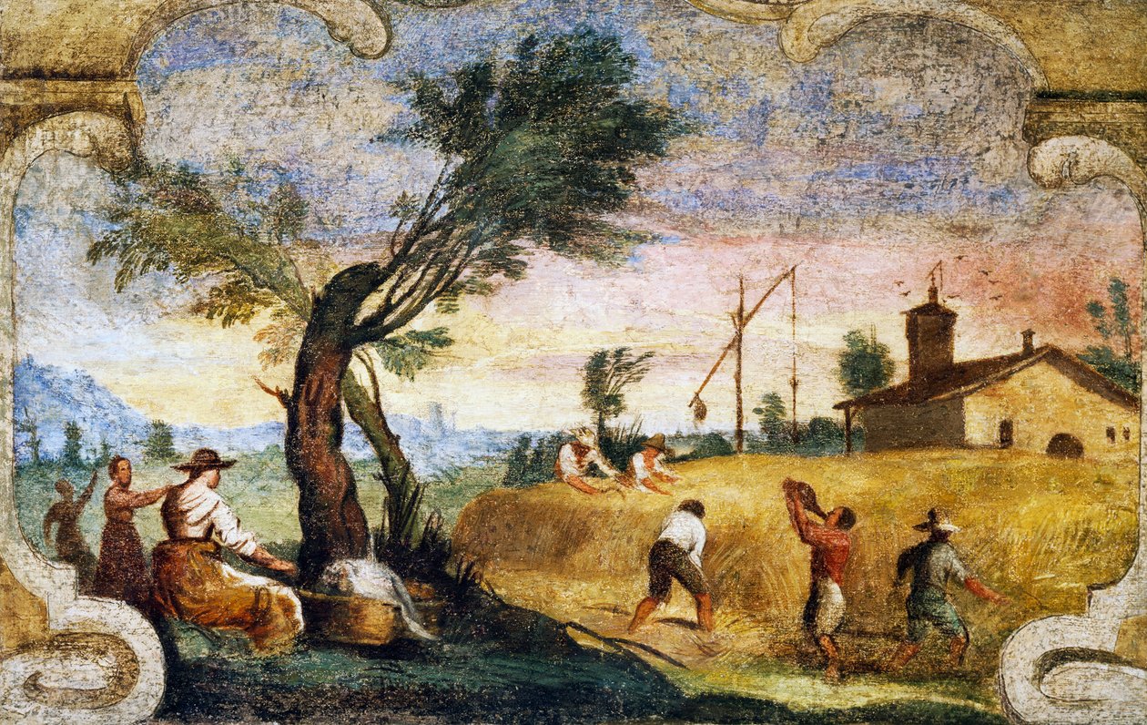 Skörden, fresk av Giovanni Francesco Barbieri, känd som il Guercino (1591-1666). av Guercino