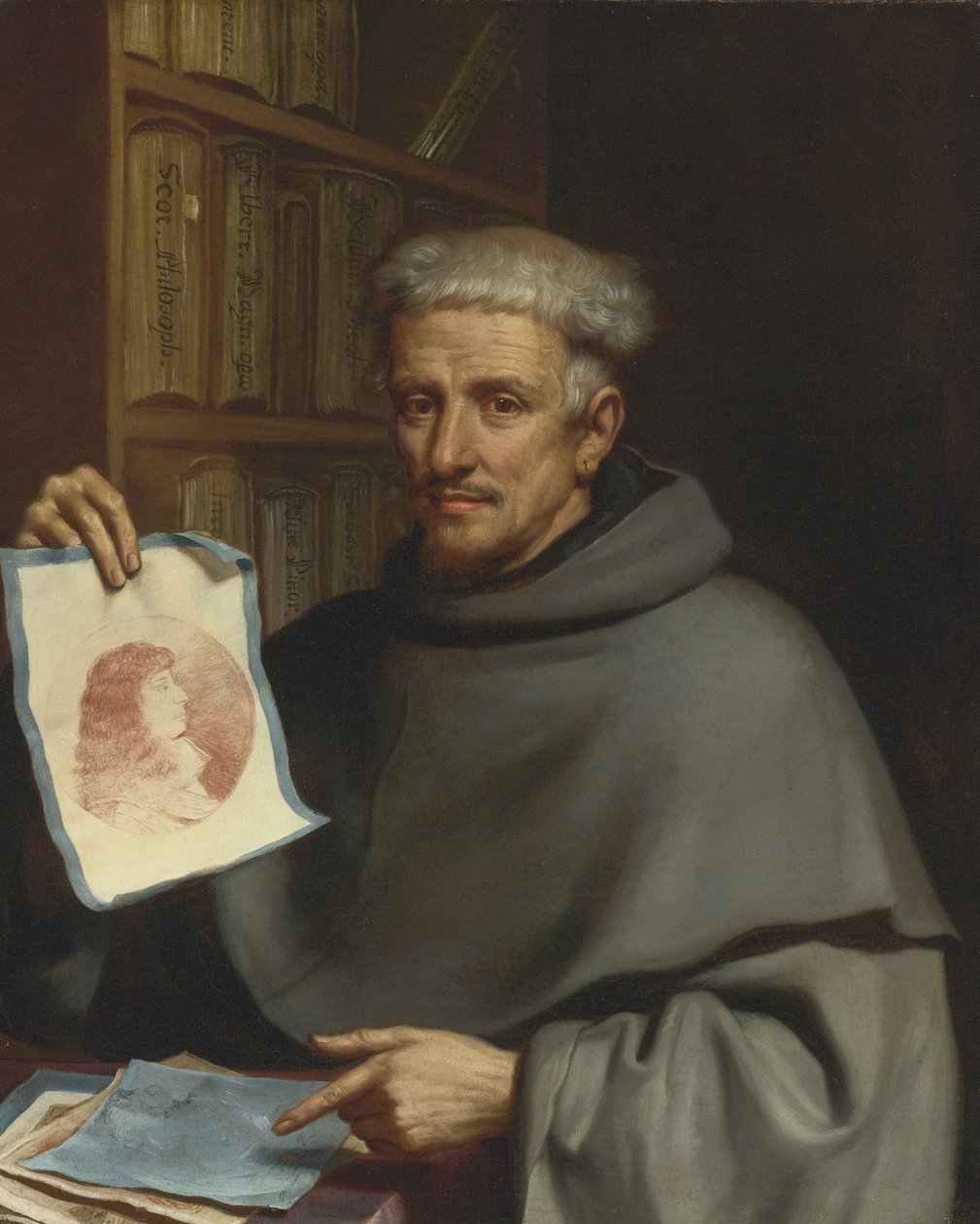 "" Porträtt av målaren Bonaventura Bisi "" (Porträtt av Fra Bonaventura Bisi (1601-1659) kallad Il Pittorino) Målning av Giovanni Francesco Barbieri kallad Guercino eller Guerchin (1591-1666) Privatsamling från 1600-talet av Guercino