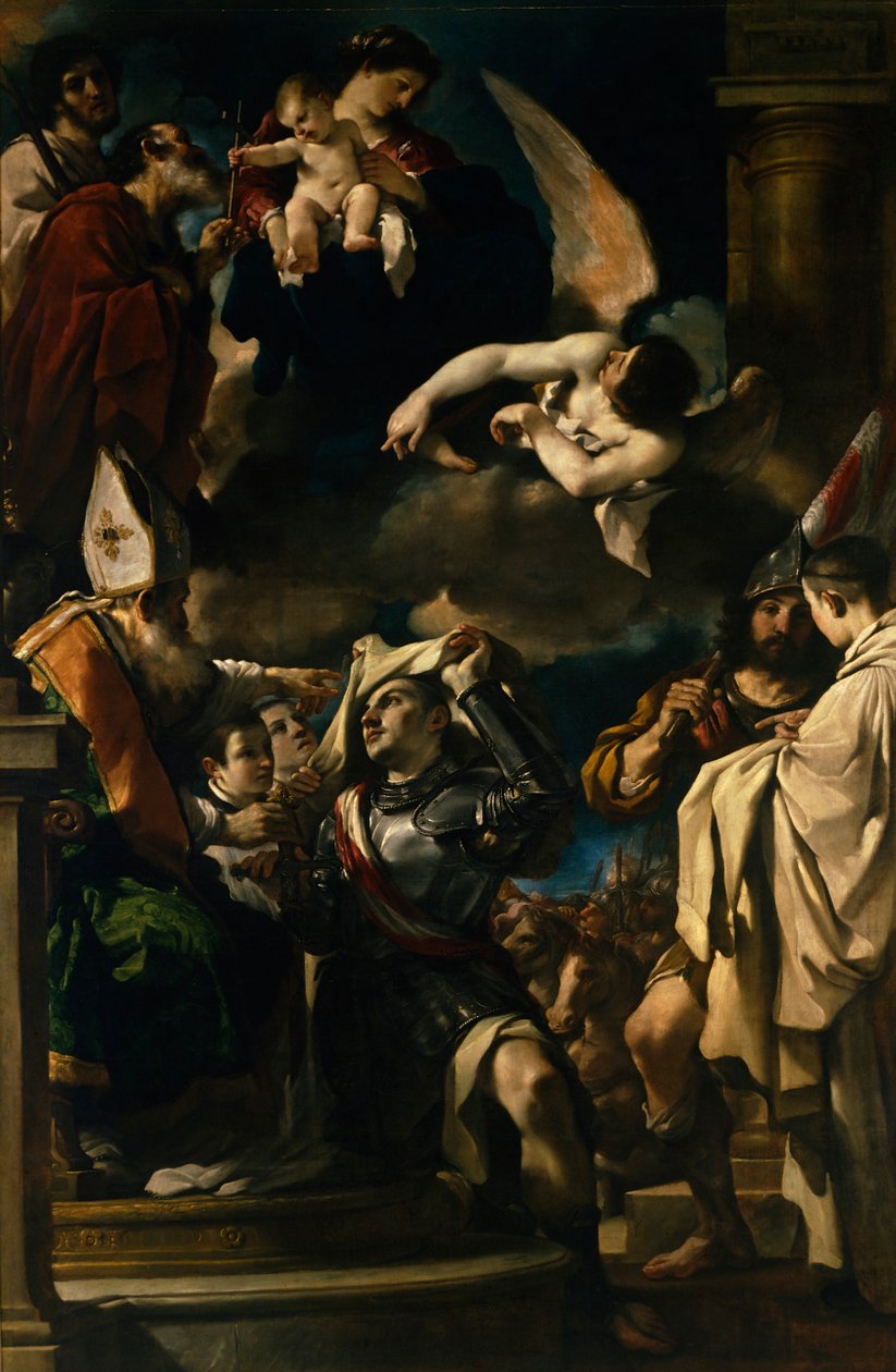 Saint William av Aquitaine tar emot kåpan av Guercino