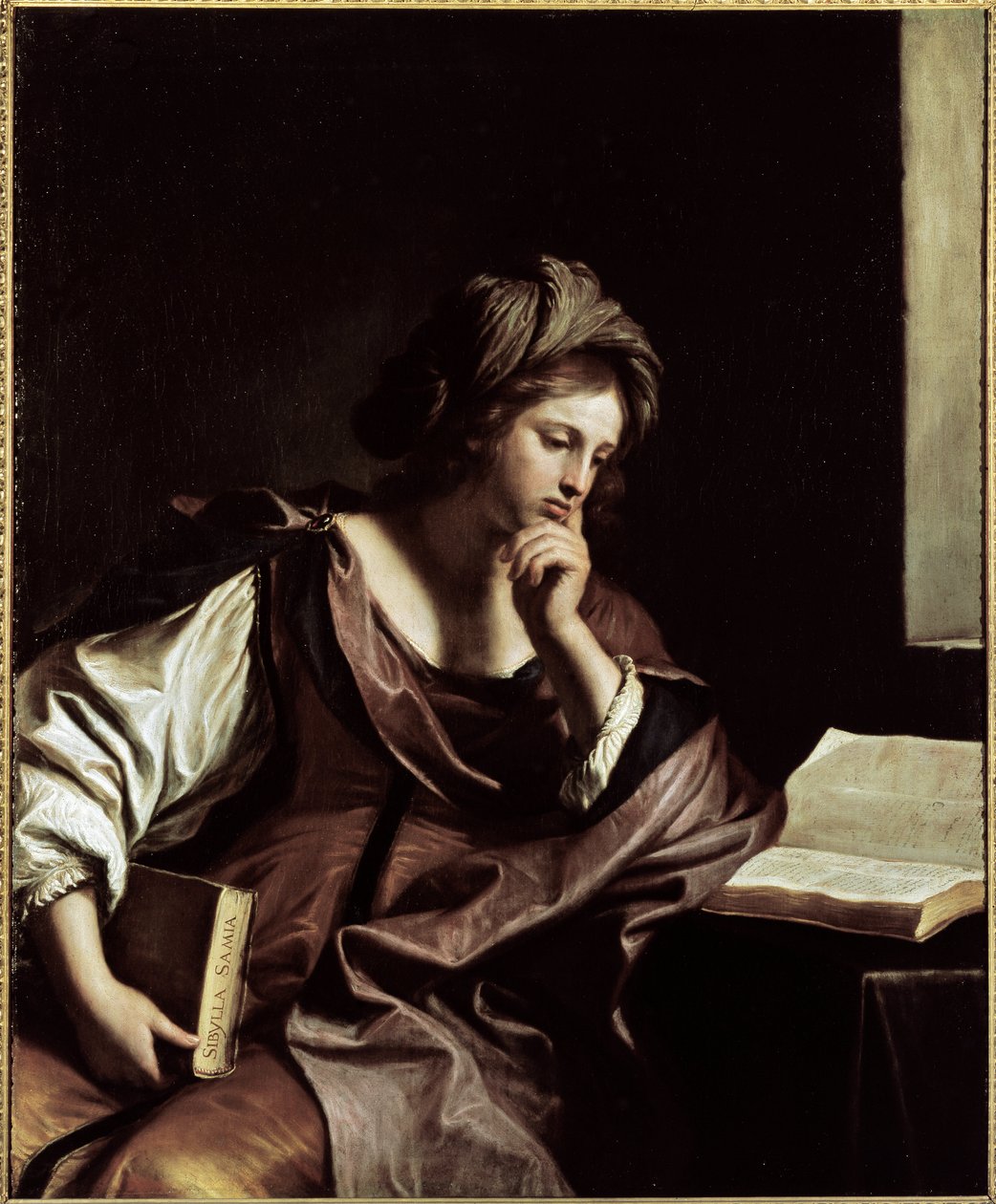 Den samiska sibylla (av Samos) - Olja på duk av Guercino