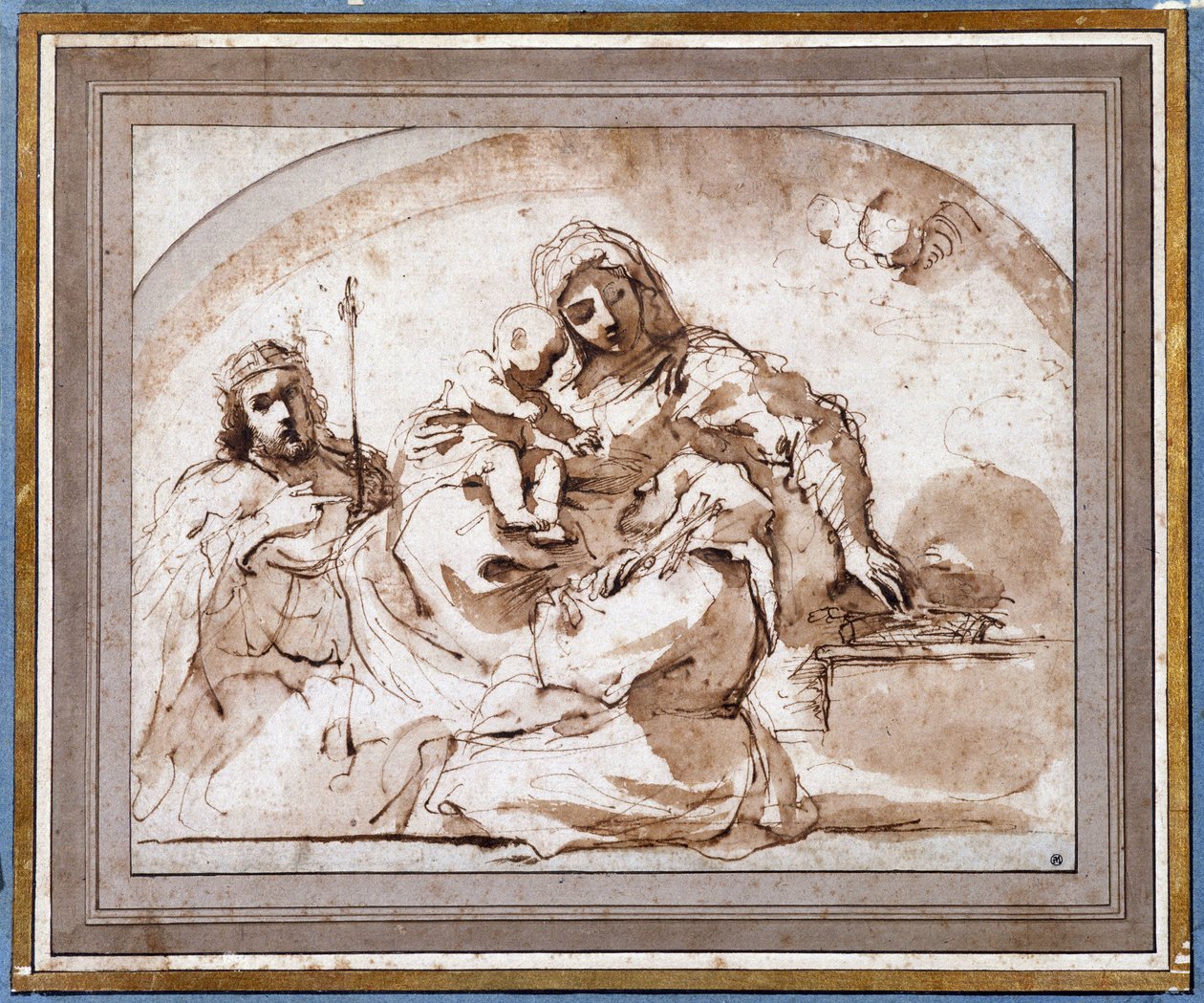 Jungfrun har barn med Saint Louis och Saint Francois av Guercino